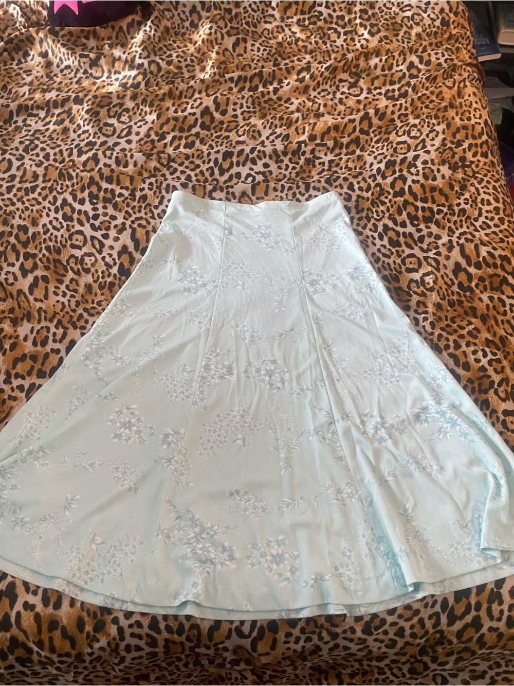 Vintage Light Blue Floral Maxi Skirt